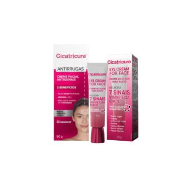 KIT CICATRICURE EYE CREAM FOR FACE E ANTISSINAIS (2 PRODUTOS)