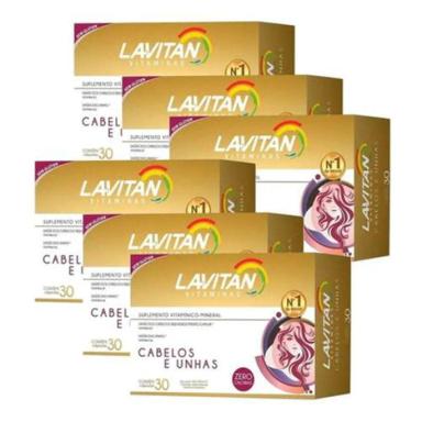 KIT 06 UNIDADES LAVITAN CABELOS E UNHAS COM 60 CáPSULAS CADA