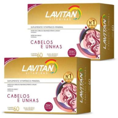 KIT 02 UNIDADES LAVITAN CABELOS E UNHAS COM 60 CáPSULAS CADA