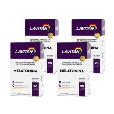 KIT COM 4 SUPLEMENTO ALIMENTAR LAVITAN MELATONINA CIMED COM 90 COMPRIMIDOS MASTIGÁVEIS