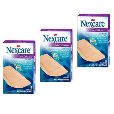 NEXCARE CURATIVO CONFORT JOELHO COTOVELO 8UN (KIT C/ 03UN)