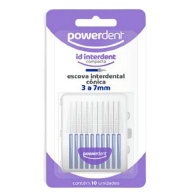 ESCOVA POWERDENT INTERDENTAL CONICA 3 A 7MM AZUL 10UN R:1240