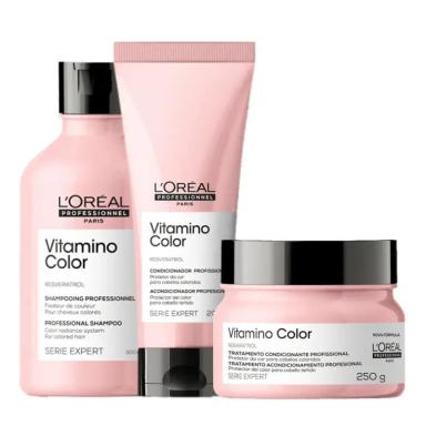 KIT L'ORÉAL PROFESSIONNEL VITAMINO COLOR RESVERATROL SHAMPOO + CONDICIONADOR+ MÁSCARA