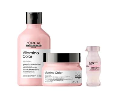 KIT L'ORÉAL PROFESSIONNEL  VITAMINO COLOR RESVERATROL SHAMPOO+MÁSCARA+POWERDOSE