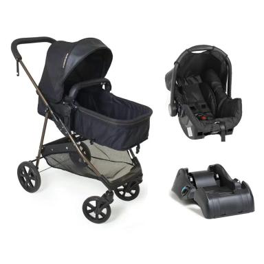 TRAVEL SYSTEM GALZERANO NAPOLI COM BASE PARA CARRO TRIO PRETO COM COBRE Preto E Cobre