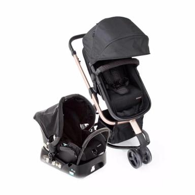 CARRINHO COM BEBê CONFORTO TRAVEL SYSTEM MOBI+ TRIO SAFETY1ST BLACK ROSé