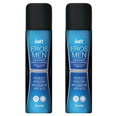 KIT 2 DESODORANTE PERFUME INTIMO MASCULINO EROS INTT 166ML