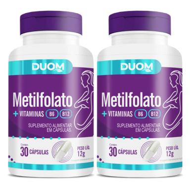 COMBO 2 METILFOLATO COM VITAMINAS B6 E B12 COM 30 CáPSULAS CADA FRASCO - DUOM