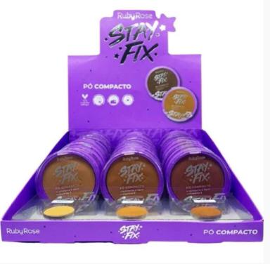 BOX C/24 UN - Pó COMPACTO STAY FIX - RUBY ROSE - HB857
