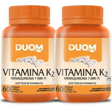COMBO COM 2 VITAMINA K2 MENAQUINONA MK-7 COM 60 CAPSULAS CADA TOTAL 120 CAPSULAS - DUOM
