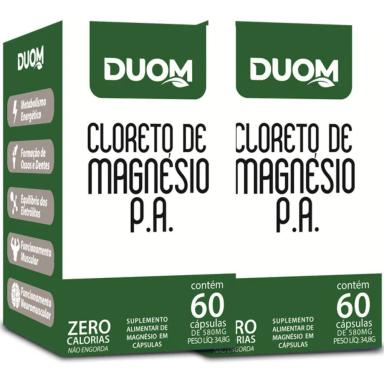 COMBO COM 2 CLORETO DE MAGNÉSIO P.A 60 CAPSULAS CADA TOTAL 120 CAPSULAS - DUOM