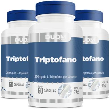 COMBO 3 L-TRIPTOFANO 250MG PRECURSOR DA SEROTONINA 5HTP 60 CAPSULAS CADA TOTAL 180 CAPS DUOM