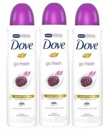 KIT COM 3 DESODORANTES DOVE GO FRESH 48HRS 150ML