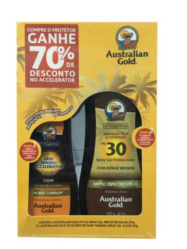 KIT AUSTRALIAN GOLD PROTETOR FPS 30 237G + ACELERADOR 125G