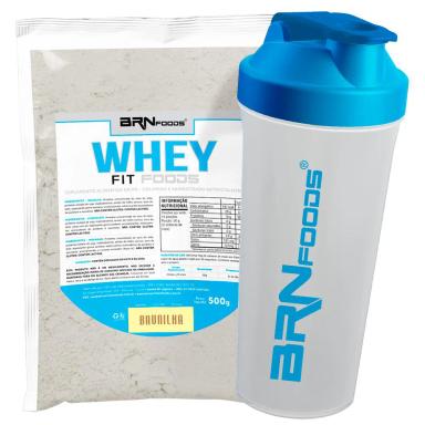 KIT WHEY PROTEIN FIT FOODS 500G  SABOR BAUNILHA+ COQUETELEIRA - BRN FOODS