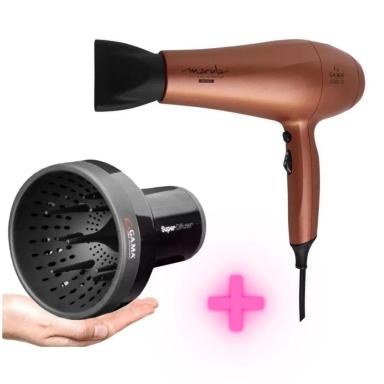 KIT SECADOR DE CABELO MARULA BIVOLT PROFISSIONAL POTENTE + SUPER DIFUSOR DE CACHOS THERMALPLUS