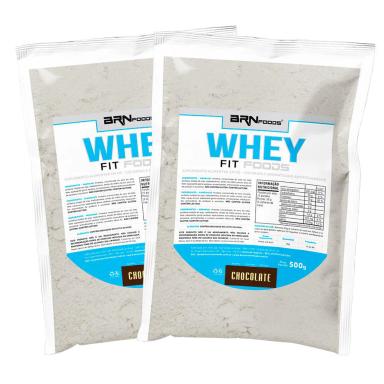 KIT 2X WHEY PROTEIN FIT FOODS 500G - BRN FOODS SABOR CHOCOLATE