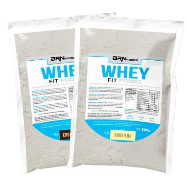 KIT 2X WHEY PROTEIN FIT FOODS 500G - BRN FOODS SABOR BAUNILHA E CHOCOLATE