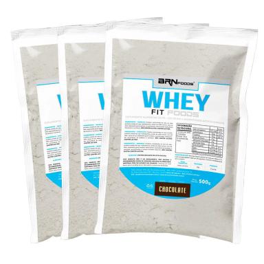 KIT 3X WHEY FIT FOODS 500G - BRN FOODS SABOR CHOCOLATE
