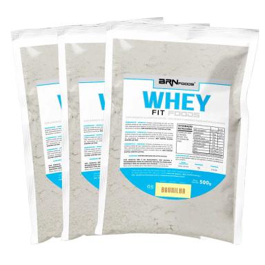 KIT 3X WHEY FIT FOODS 500G - BRN FOODS SABOR BAUNILHA