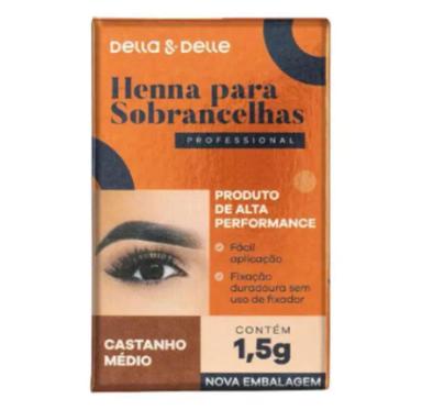 HENNA PARA SOBRANCELHAS CASTANHO MéDIO - DELLA E DELLE