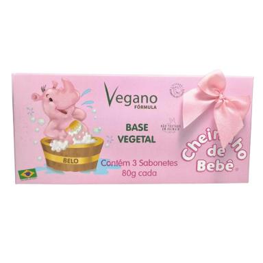 ESTOJO ROSA  CHEIRINHO DE BEBê SABONETE 3X80G