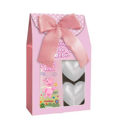 KIT CHEIRINHO DE BEBê  ROSA COLôNIA 330ML + SAB. CORAçãO 2X65G