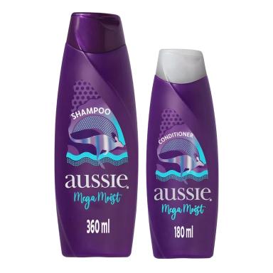 Kit Aussie Mega Moist - Shampoo 360ml + Condicionador 180ml