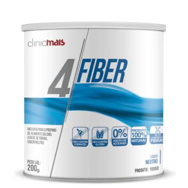 4 FIBER PREBIóTICO REGULADOR INTESTINAL 200G SABOR NEUTRO CLINICMAIS