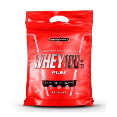 WHEY 100% PURE 900G POUCH - INTEGRALMEDICA Morango