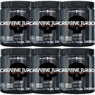 KIT 6 CREATINAS TURBO 300G SEM SABOR - BLACK SKULL