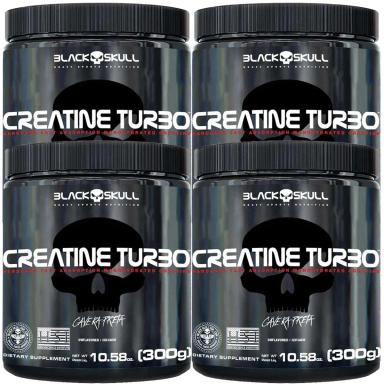 KIT 4 CREATINAS TURBO 300G SEM SABOR - BLACK SKULL