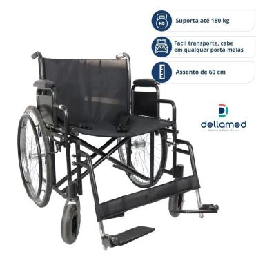 CADEIRA DE RODAS PARA OBESO DOBRáVEL 180KG D500 DELLAMED