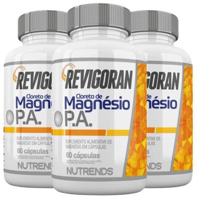 KIT 3X REVIGORAN CLORETO DE MAGNéSIO P.A 60 CáPSULAS - NUTRENDS