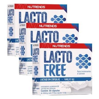 KIT 3X LACTOFREE  ( ENZIMA LACTASE) 9.000 U.FCC 30 CáPSULAS - NUTRENDS