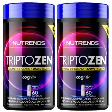 KIT 2X TRIPTOZEN COGNITV ( L+TRIPTOFANO, L-TIROSINA E ÁCIDO FóLICO) 60 CáPSULAS - NUTRENDS