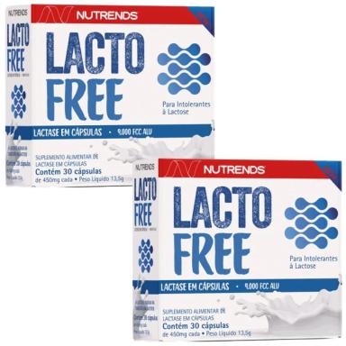 KIT 2X LACTOFREE  ( ENZIMA LACTASE) 9.000 U.FCC 30 CáPSULAS - NUTRENDS