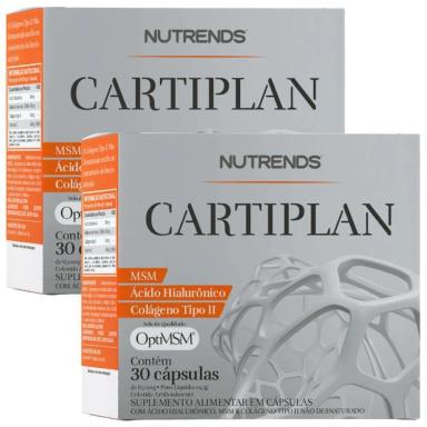 KIT 2X CARTIPLAN (ÁCIDO HIALURôNICO, MSM E COLáGENO TIPO 2) 30 CáPSULAS - NUTRENDS