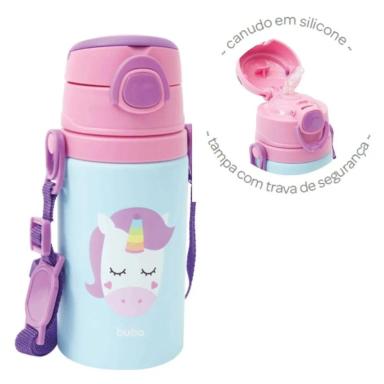 GARRAFA DE ALUMíNIO ANIMAL FUN BUBA UNICóRNIO 400ML Rosa