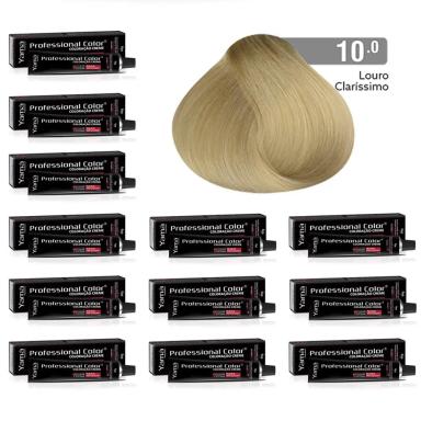 KIT C/12 COLORAçõES PROF COLOR NANO 10.0 LOURO CLARíSSIMO YAMá