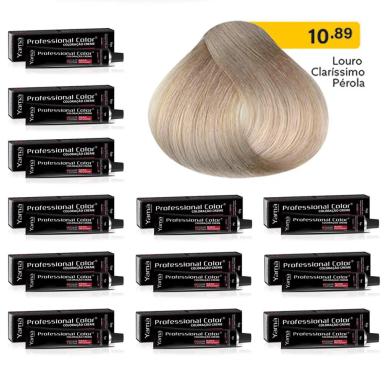 KIT C/12 COLORAçõES PROF COLOR NANO INFUSION 10.89 LOURO CLARISSIMO PéROLA YAMá