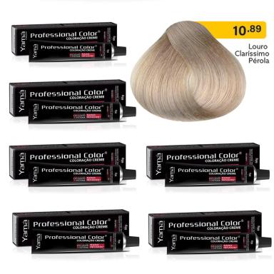 KIT C/6 COLORAçõES PROF COLOR NANO INFUSION 10.89 LOURO CLARISSIMO PéROLA YAMá