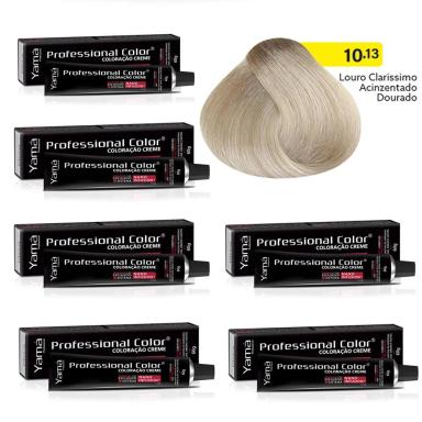 KIT C/6 COLORAçõES PROF COLOR NANO INFUSION 10.13 LOURO CLARíSSIMO ACIN DOURADO