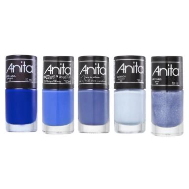 KIT C/5 ESMALTES ANITA - TONS DE AZUL