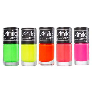KIT C/5 ESMALTES ANITA - ESPANTA TéDIO NEON