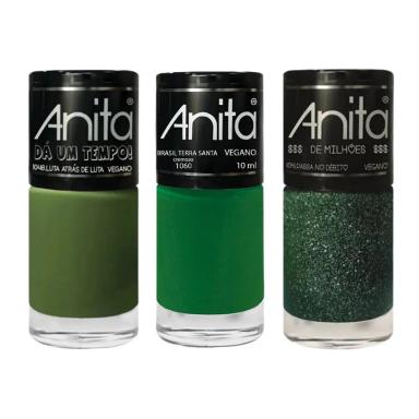 KIT C/3 ESMALTES ANITA - UNHAS VERDES