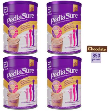 LEITE PEDIASURE 850G CHOCOLATE SUPLEMENTO INFANTIL KIT 4 LATAS
