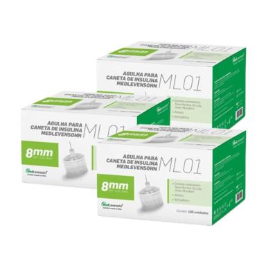 PAGUE 2 LEVE 3 - AGULHA CANETA INSULINA 8MM MEDLEVENSOHN