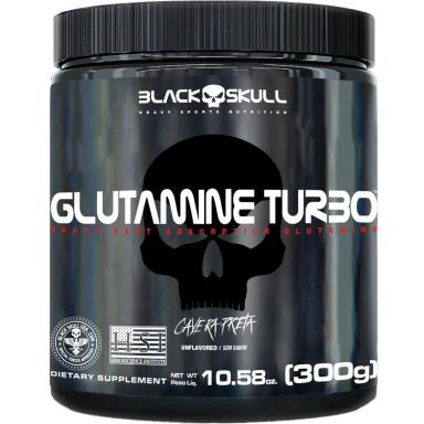 GLUTAMINE TURBO CAVEIRA PRETA - GLUTAMINA + CARBOIDRATO - 300G - BLACK SKULL Neutro