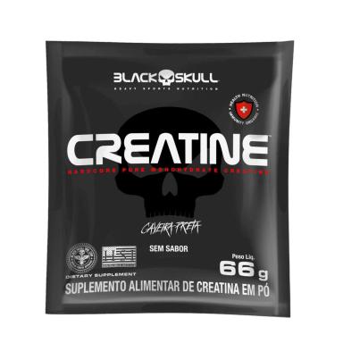 CREATINA MONOHIDRATADA 100% PURA EM SACHê COM 66G (22 DOSES) - BLACK SKULL